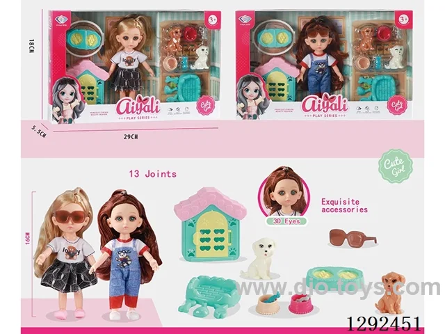 6-Inch 13-Joint Solid-Body Doll Set 2 mixed