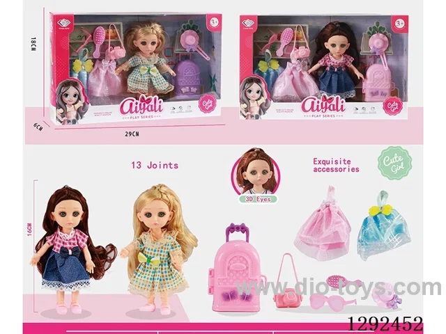 6-Inch 13-Joint Solid-Body Doll Set 2 mixed
