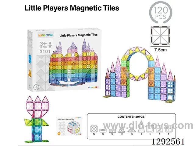 7.5CM Magnetic Tiles, Diamond-Cut, 120PCS
