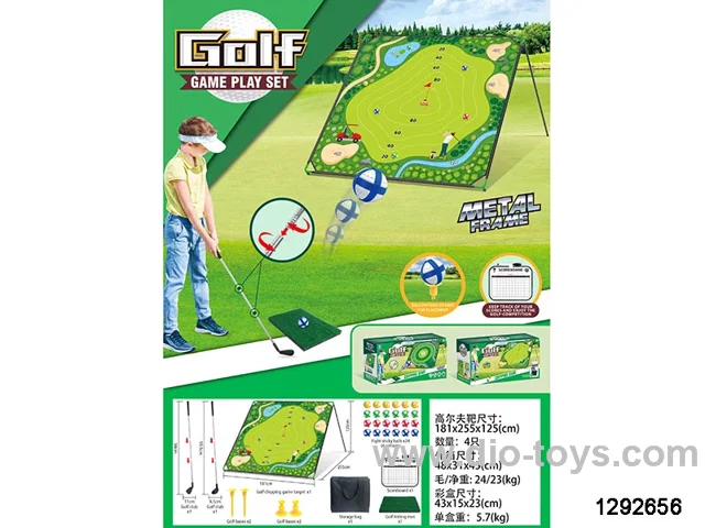 golf set(24*stick balls,1*scoreboard,1*golf hitting mat,1*storage bag,2*flat base ,2* ground insert bases,2* golf club,1*golf target)