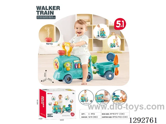 5-in-1 Steam Toy Train Walker with Upgraded Rocking Horse (Blue)