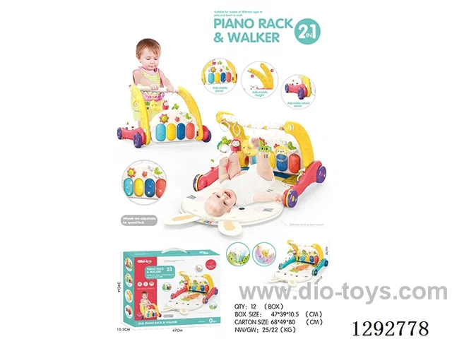 2-in-1 Walker and Pedal Piano (Red)