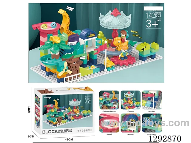 Dinosaur Carousel Building Block Marble Run (142 pcs)