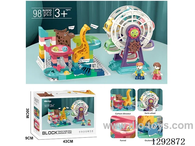 Dinosaur Ferris Wheel Building Block Marble Run (98 pcs)