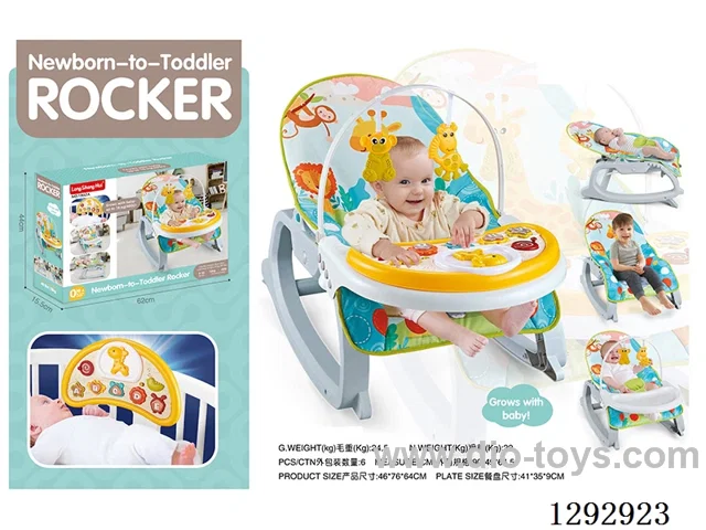 3-in-1 Musical Vibrating Baby Rocker + Feeding Tray + Crib Mobile with Electronic Piano