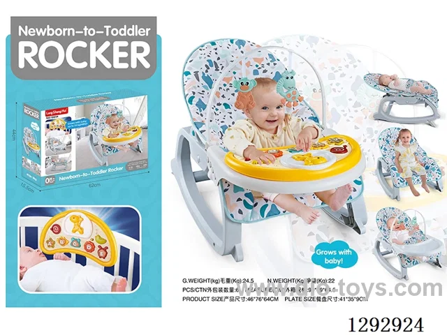 3-in-1 Musical Vibrating Baby Rocker + Feeding Tray + Crib Mobile Electronic Piano