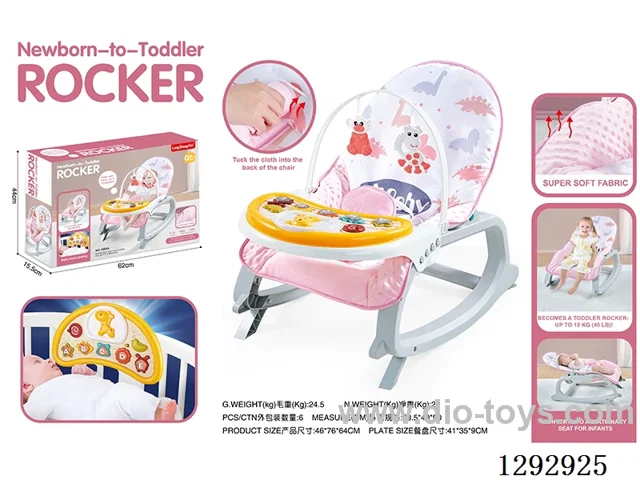 3-in-1 Musical Vibrating Baby Rocker + Feeding Tray + Crib Mobile Electronic Piano