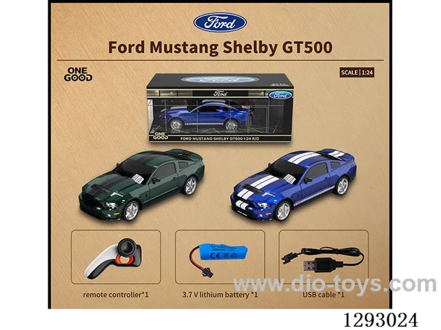 1:24 4ch authorized remote control mustang gt 500 (2.4g) with light included battery 2 colors.