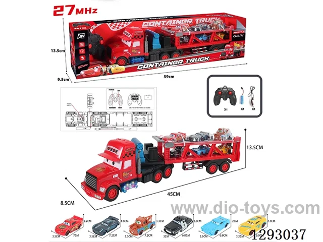 27MHZ 4ch rc Double-Deck Trailer with light/free wheel cars * 6 included battery