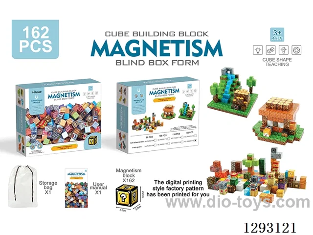 2.2cm Magnetic Building Blocks, 162PCS (Printed Version)