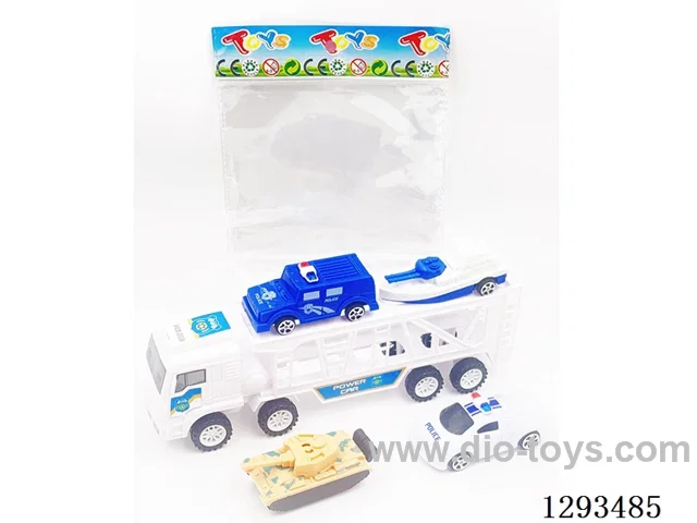 Inertia Police Tractor (includes 2 pull back + 2 free wheel cars)