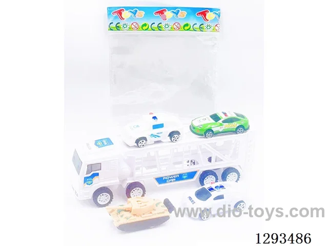 Inertia Police Tractor (includes 2 pull back + 2 free wheel cars)