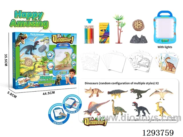 Dinosaur Writing Board Rub-On Marker Set (With Lights)