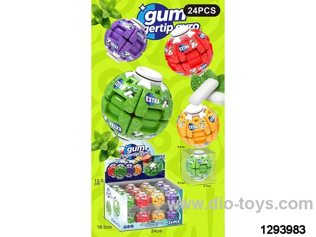 Gum-based stress-relieving spinning top toy in display box