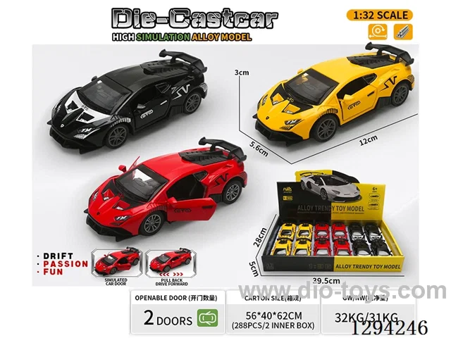 1:36 pull back alloy car 3 colors 12PCS