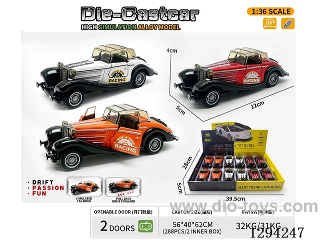1:36 pull back alloy car 3 colors 12PCS