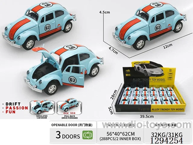 1:36 pull back alloy car 12PCS