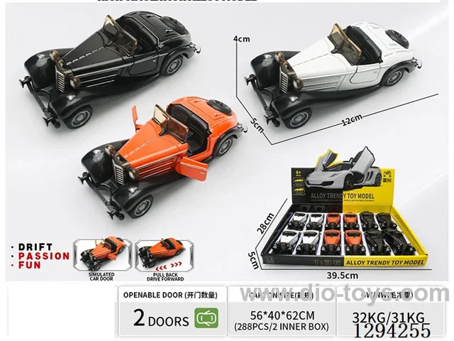 1:36 pull back alloy car 3 colors 12PCS