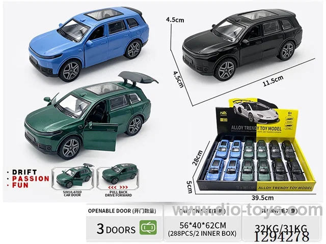 1:36 pull back alloy car 3 colors 12PCS