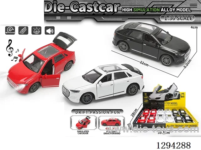 1:36 pull back alloy car 3 colors 12PCS W L/M
