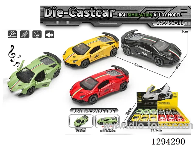 1:36 pull back alloy car 4 colors 12PCS W L/M