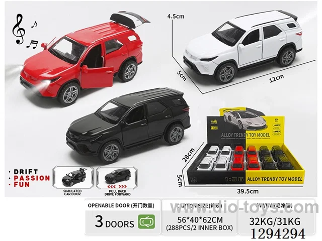 1:36 pull back alloy car 3 colors 12PCS W L/M