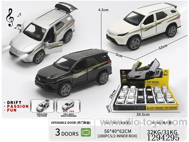 1:36 pull back alloy car 3 colors 12PCS W L/M