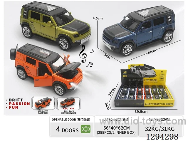 1:36 pull back alloy car 3 colors 12PCS W L/M