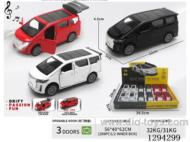 1:36 pull back alloy car 3 colors 12PCS W L/M