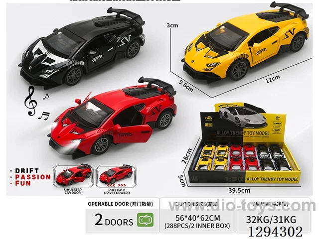 1:36 pull back alloy car 3 colors 12PCS W L/M