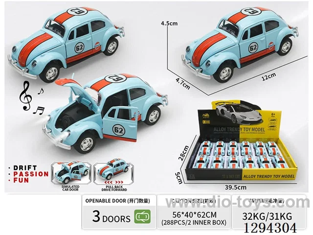 1:36 pull back alloy car 12PCS W L/M