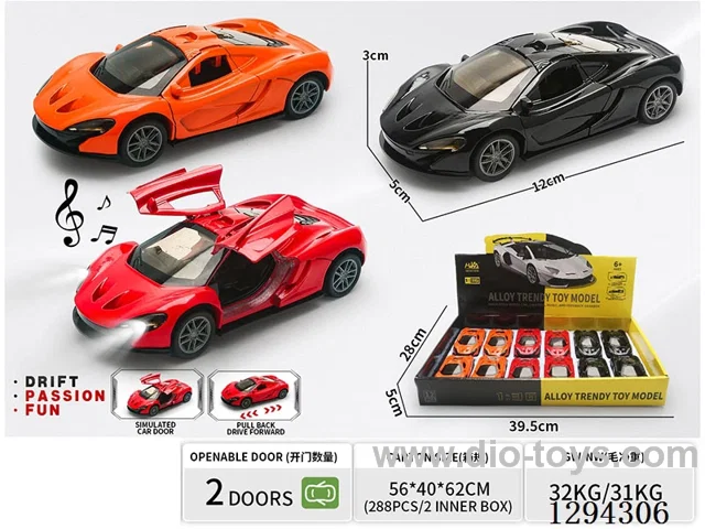 1:36 pull back alloy car 3 colors 12PCS W L/M