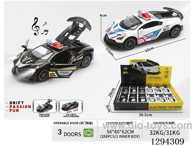 1:36 pull back alloy car 2 colors 12PCS W L/M