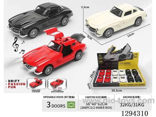 1:36 pull back alloy car 3 colors 12PCS W L/M