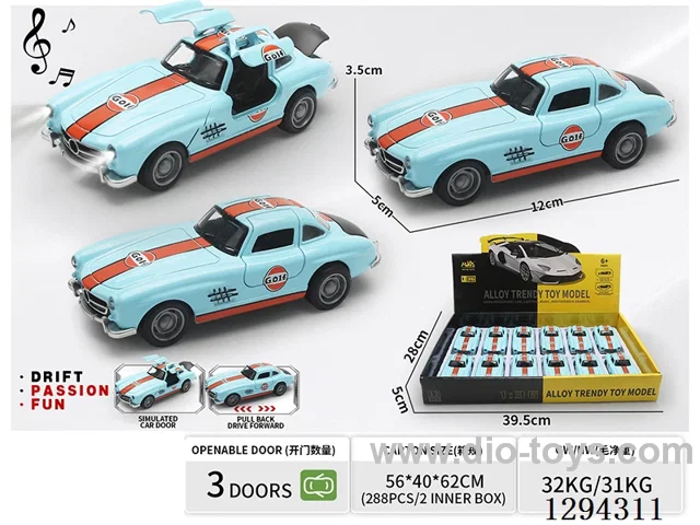 1:36 pull back alloy car 12PCS W L/M