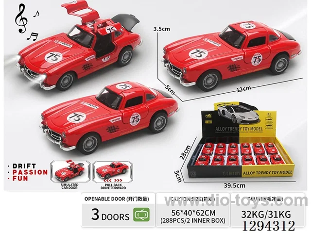 1:36 pull back alloy car 12PCS W L/M