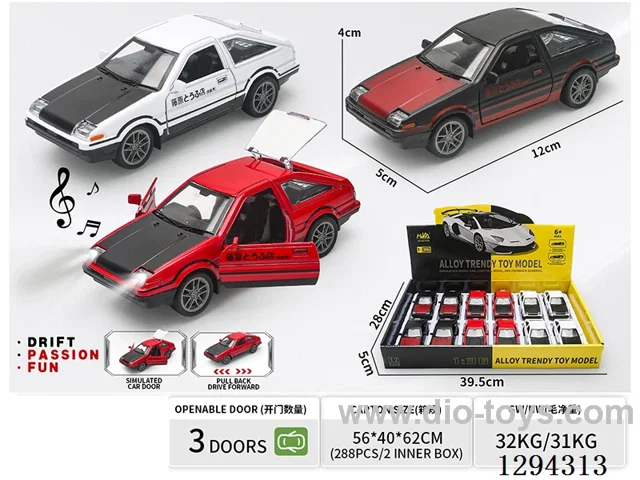 1:36 pull back alloy car 3 colors 12PCS W L/M