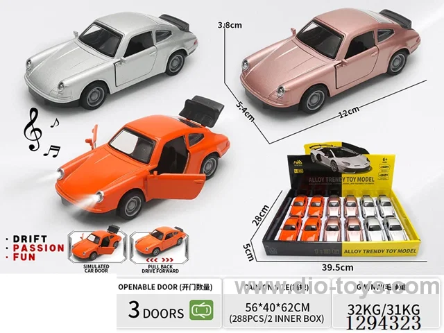 1:36 pull back alloy car 3 colors 12PCS W L/M