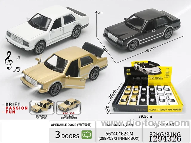 1:36 pull back alloy car 3 colors 12PCS W L/M