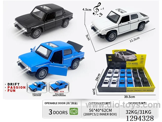1:36 pull back alloy car 3 colors 12PCS W L/M