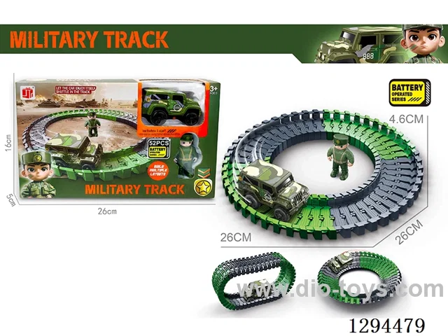 electric military track toy in window box