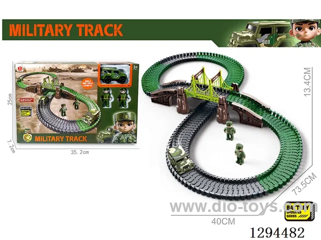 electric military track toy in window box