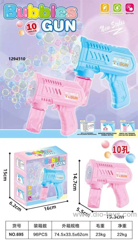 10 holes Electric bubble gun toy(50ml) in color box