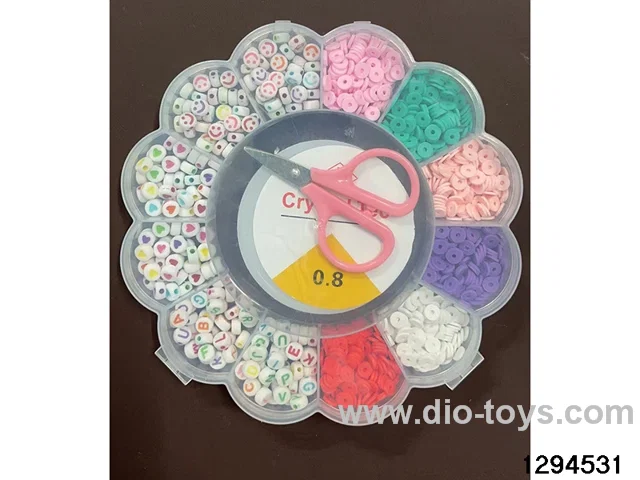 flower box with 12 compartments, mixed letters + polymer clay beaded box (Includes scissors and a wire box)