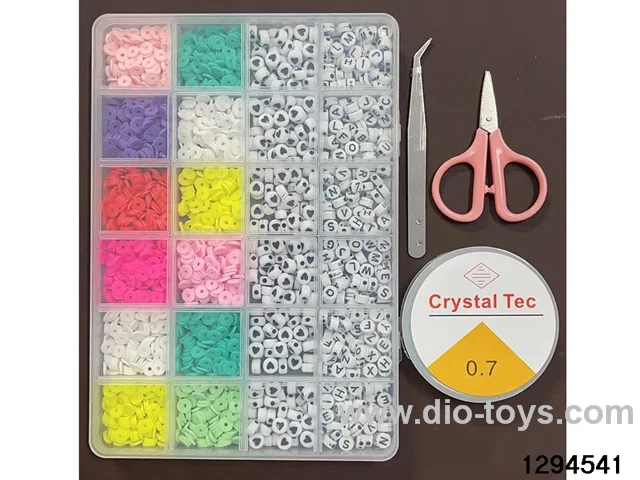 24-compartment polymer clay + letter bead box (Includes scissors, thread box, and clips.)