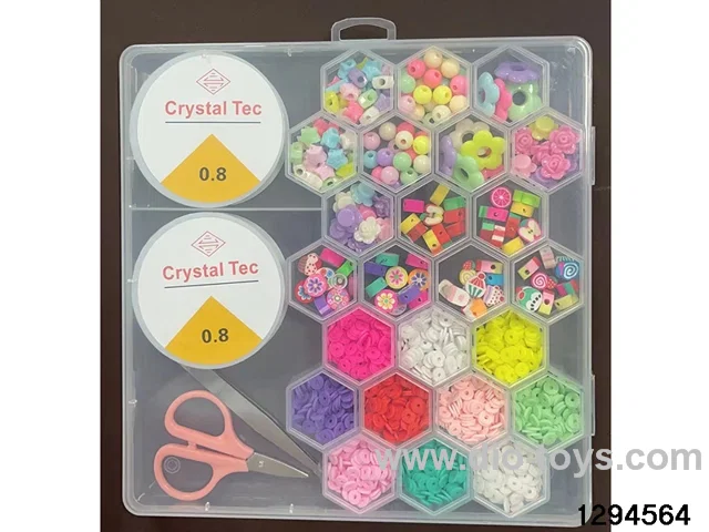 24-compartment honeycomb ceramic shard box with small ceramic shards and beads