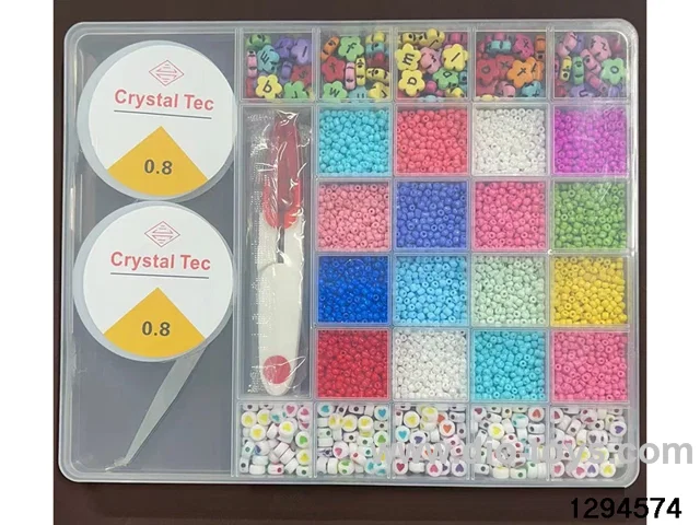 with 2 large 28 compartments (With large scissorsLetters + beadsbeaded box