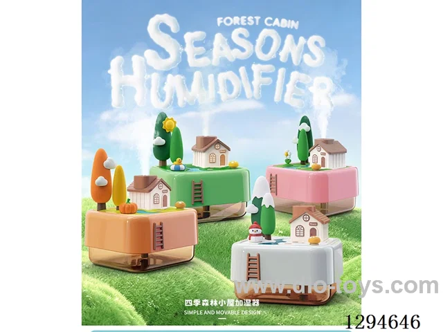 Four Seasons Forest Cabin Humidifier (Spring, Summer, Fall, Winter) - USB Charging / Continuous Mist / Intermittent Mist / Color-Changing Night Light, Warm Light
