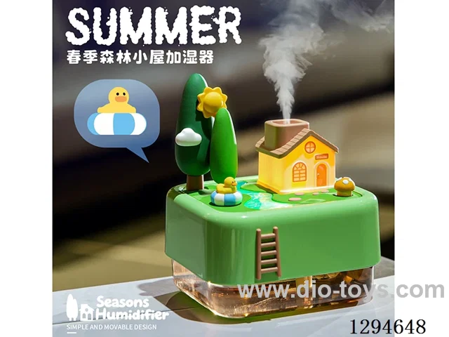 Summer Forest Cabin Humidifier - USB Charging / Continuous Mist / Intermittent Mist / Colorful Night Light, Warm Light