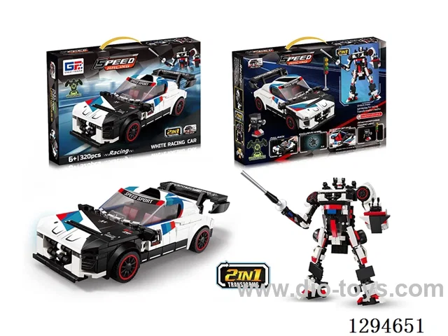 Transformable pull back BMW M4 GT4 Building Blocks (320PCS)